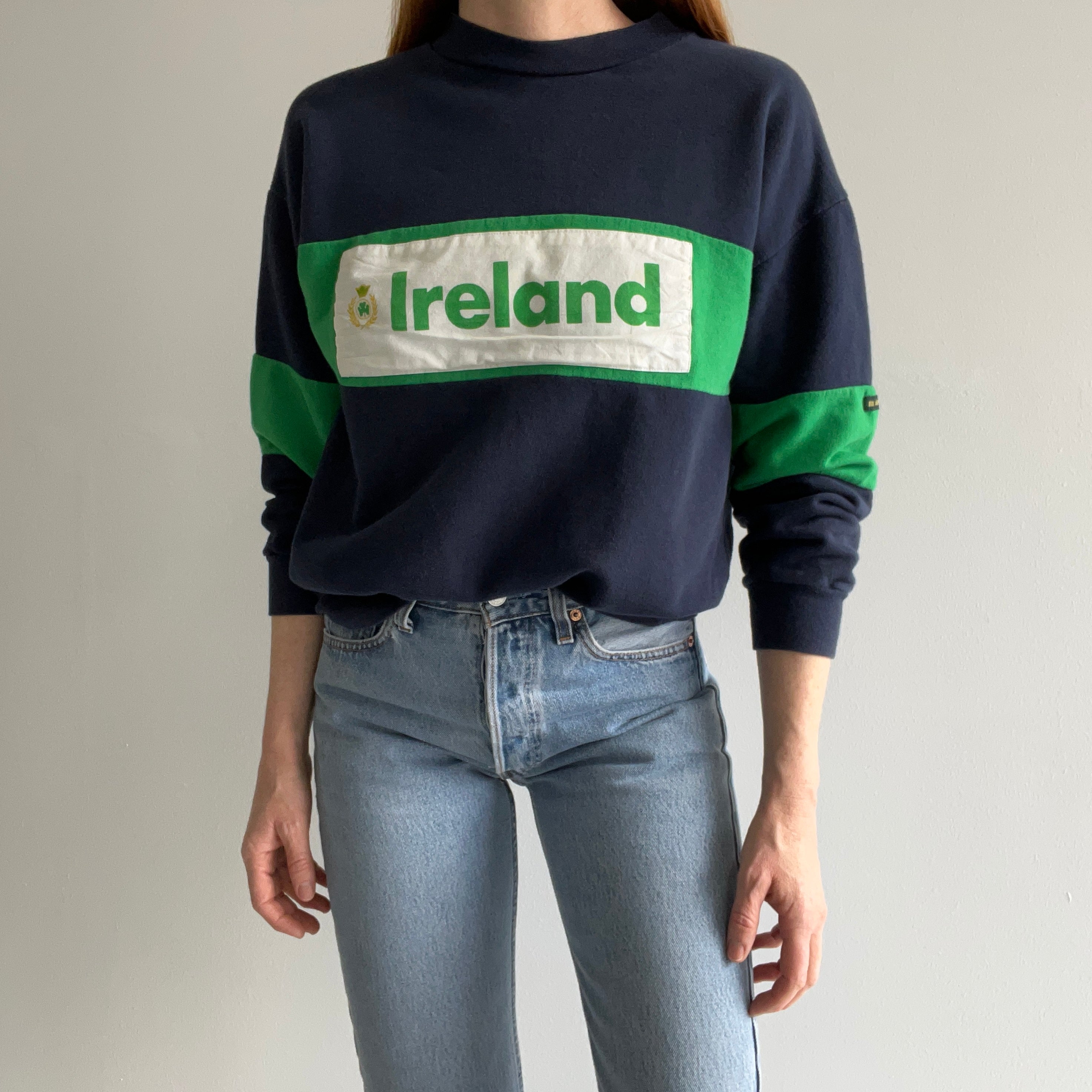 1980s Made In Ireland, Ireland Color Block Sweatshirt