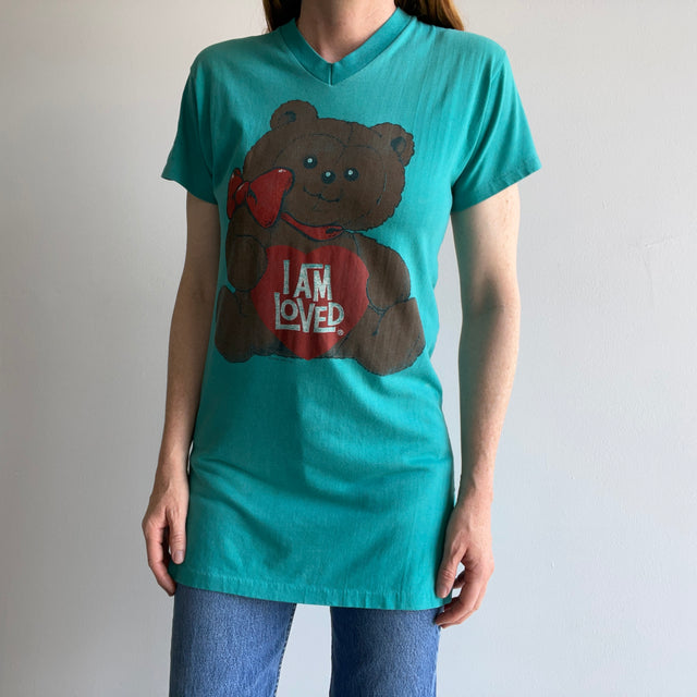 1986 I AM Loved Extra Long Teddy Bear T-Shirt