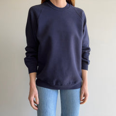 1980s Blank Navy Raglan by Russell - It's a 