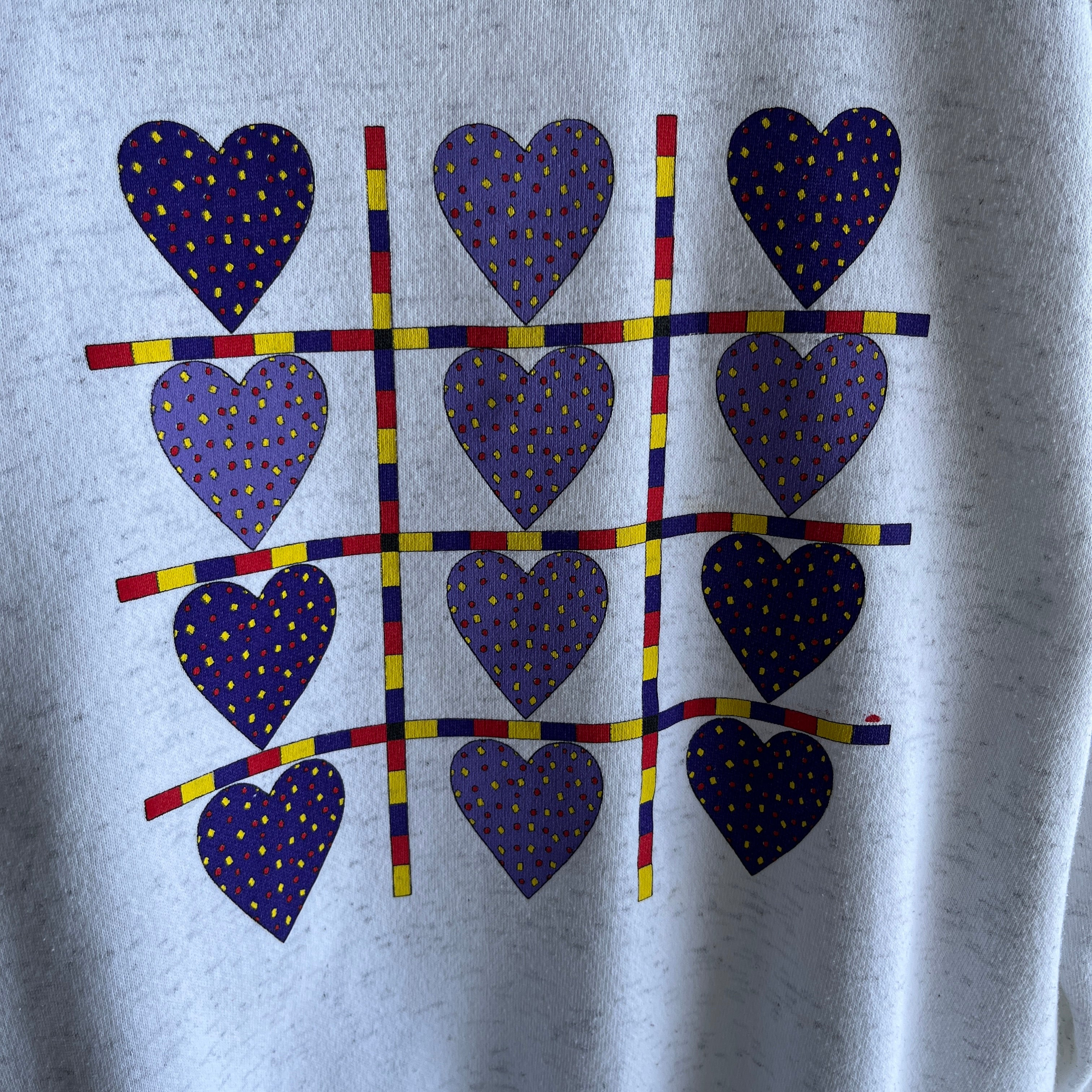 19980s Tic-Tac-Toe Style Heart Sweatshirt by Tultex