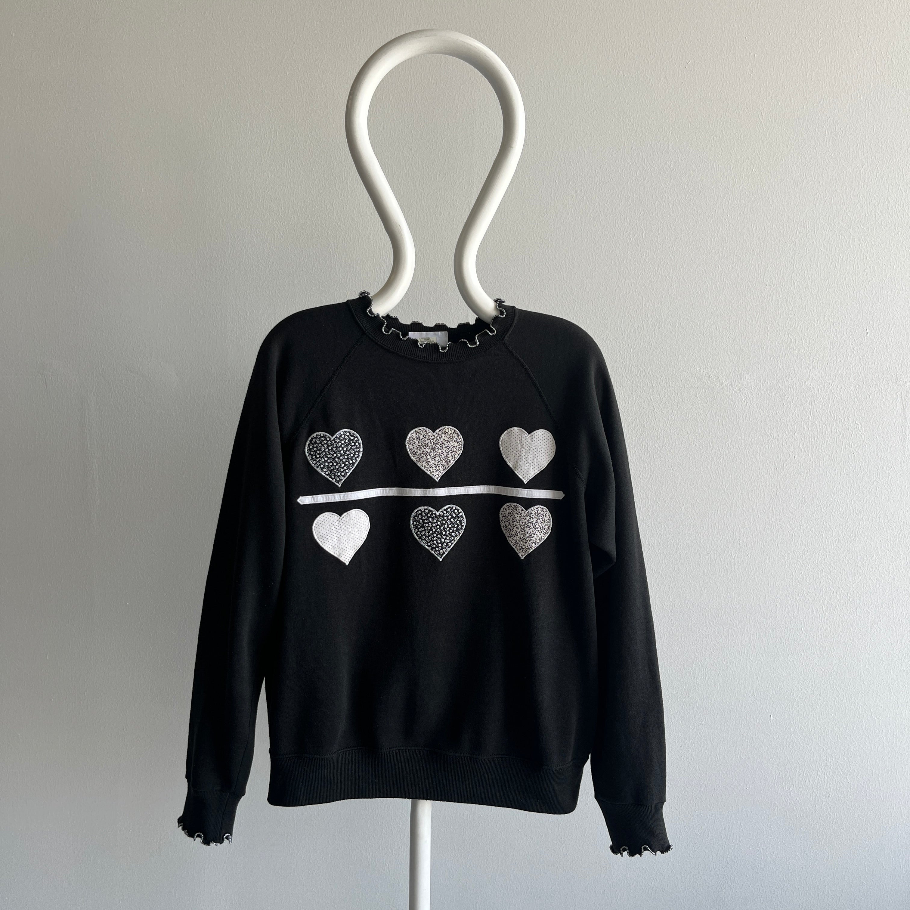 1980s DIY Librarian Chic Heart Sweatshirt