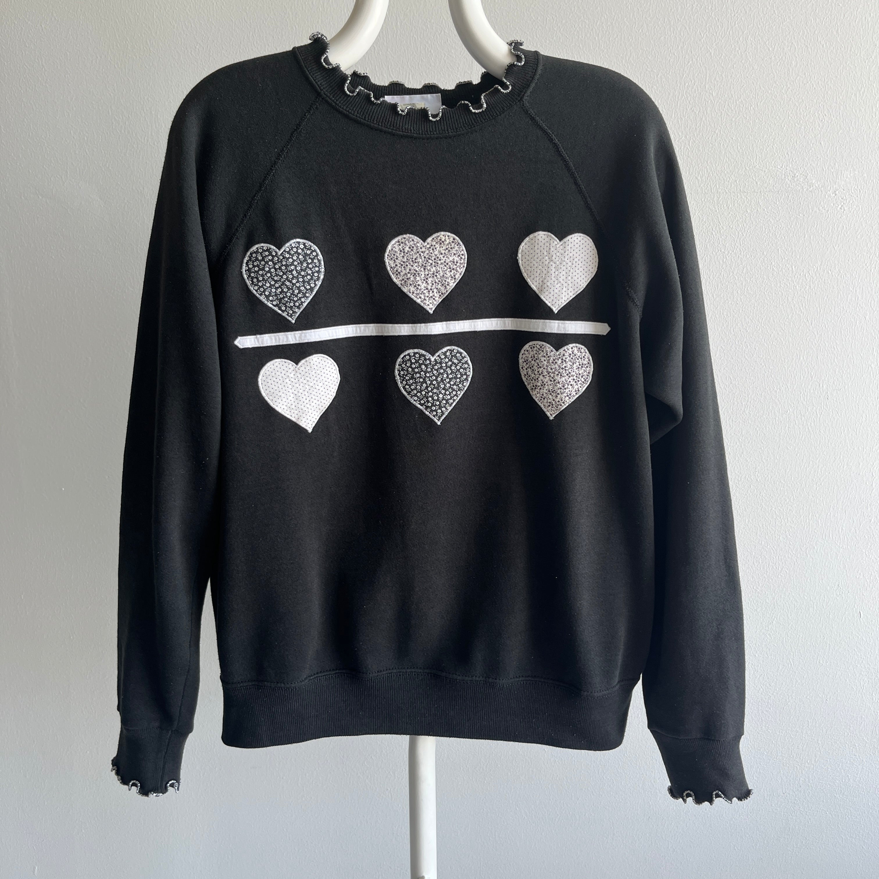 1980s DIY Librarian Chic Heart Sweatshirt