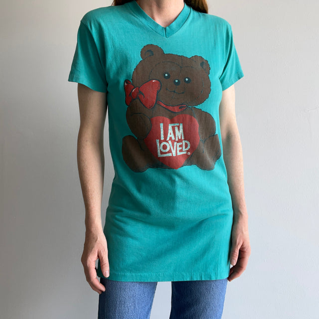 1986 I AM Loved Extra Long Teddy Bear T-Shirt