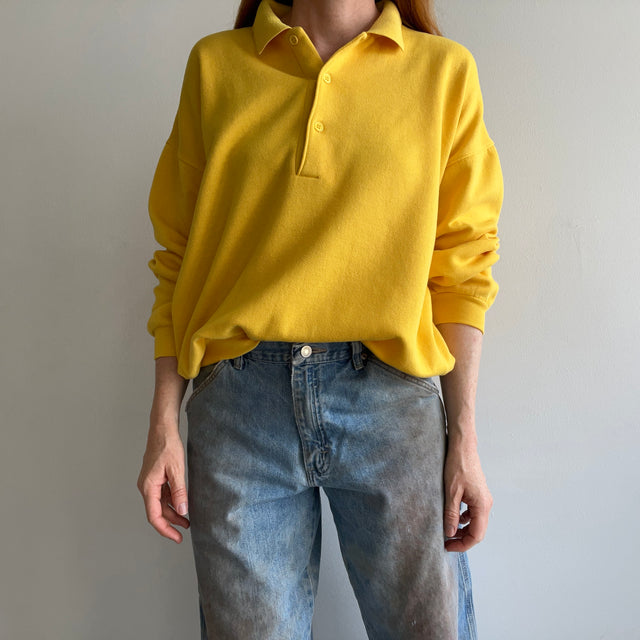 1980s Sunshine Yellow Collared Sweatshirt