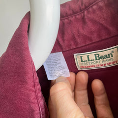 1990s USA Made L.L. Bean Burgundy Chamois Flannel - Classic!