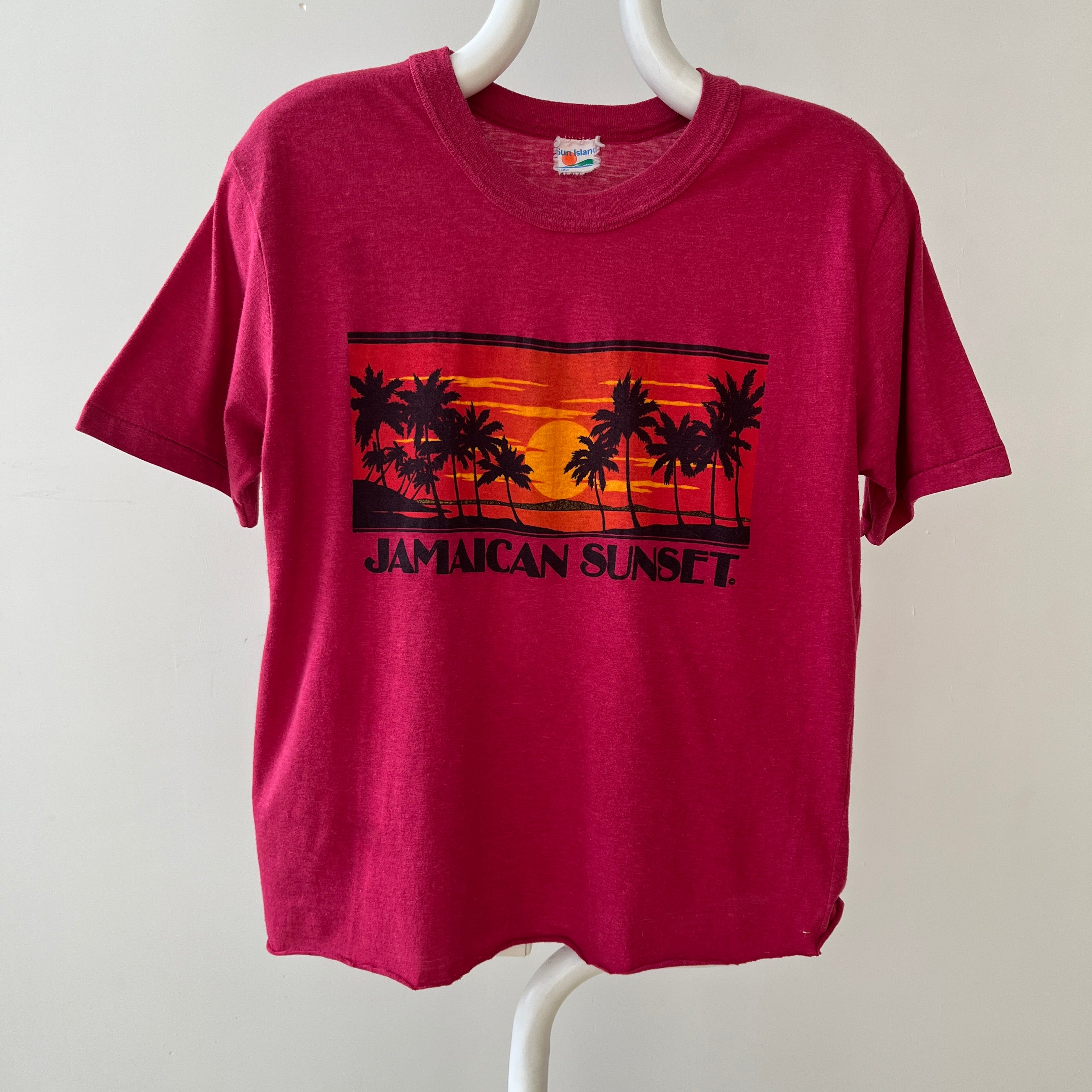 1970s Jamaican Sunset Cut Hem T Shirt