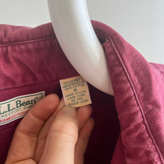 1990s USA Made L.L. Bean Burgundy Chamois Flannel - Classic!