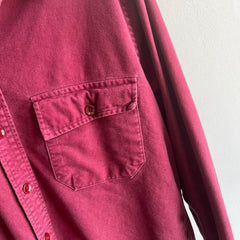 1990s USA Made L.L. Bean Burgundy Chamois Flannel - Classic!