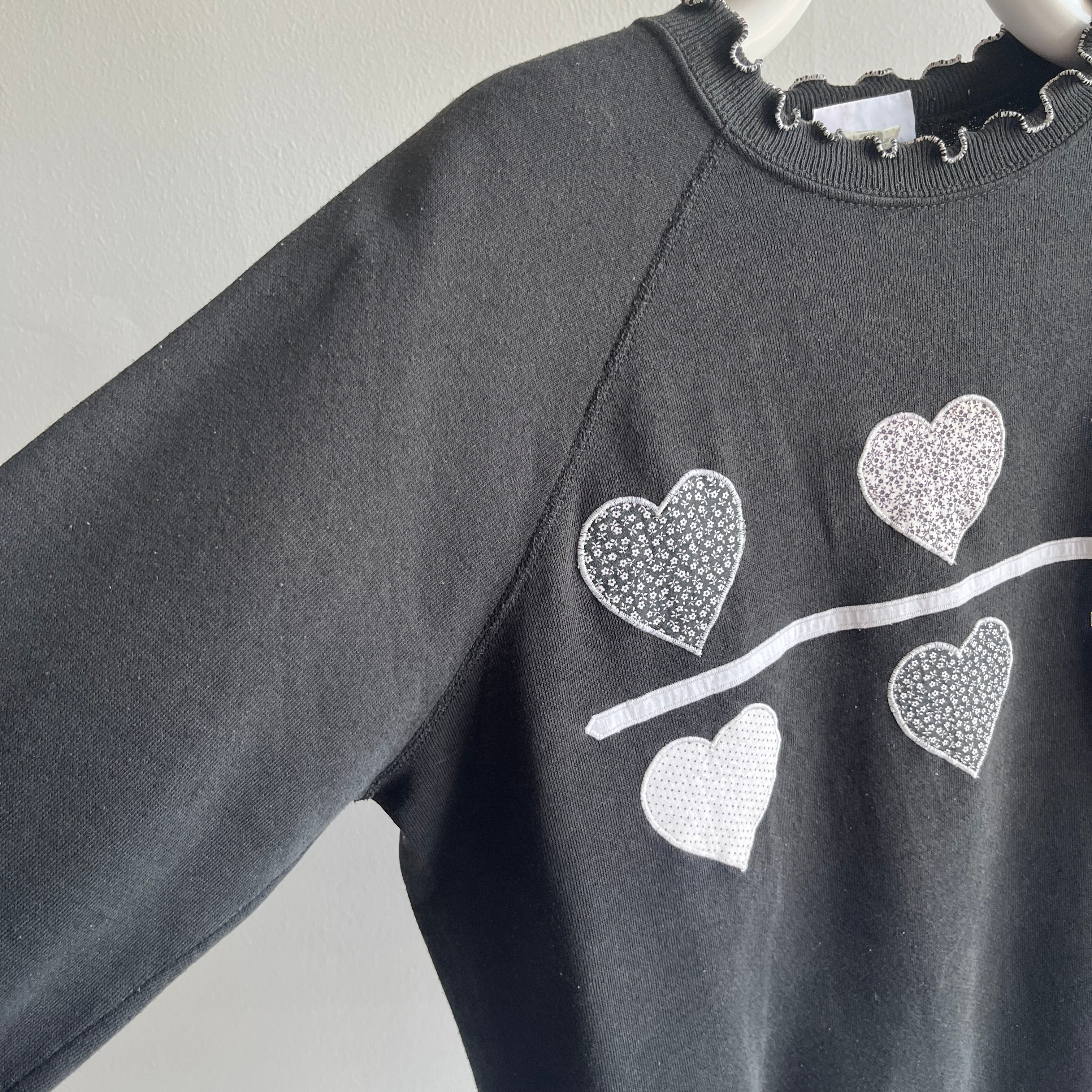 1980s DIY Librarian Chic Heart Sweatshirt