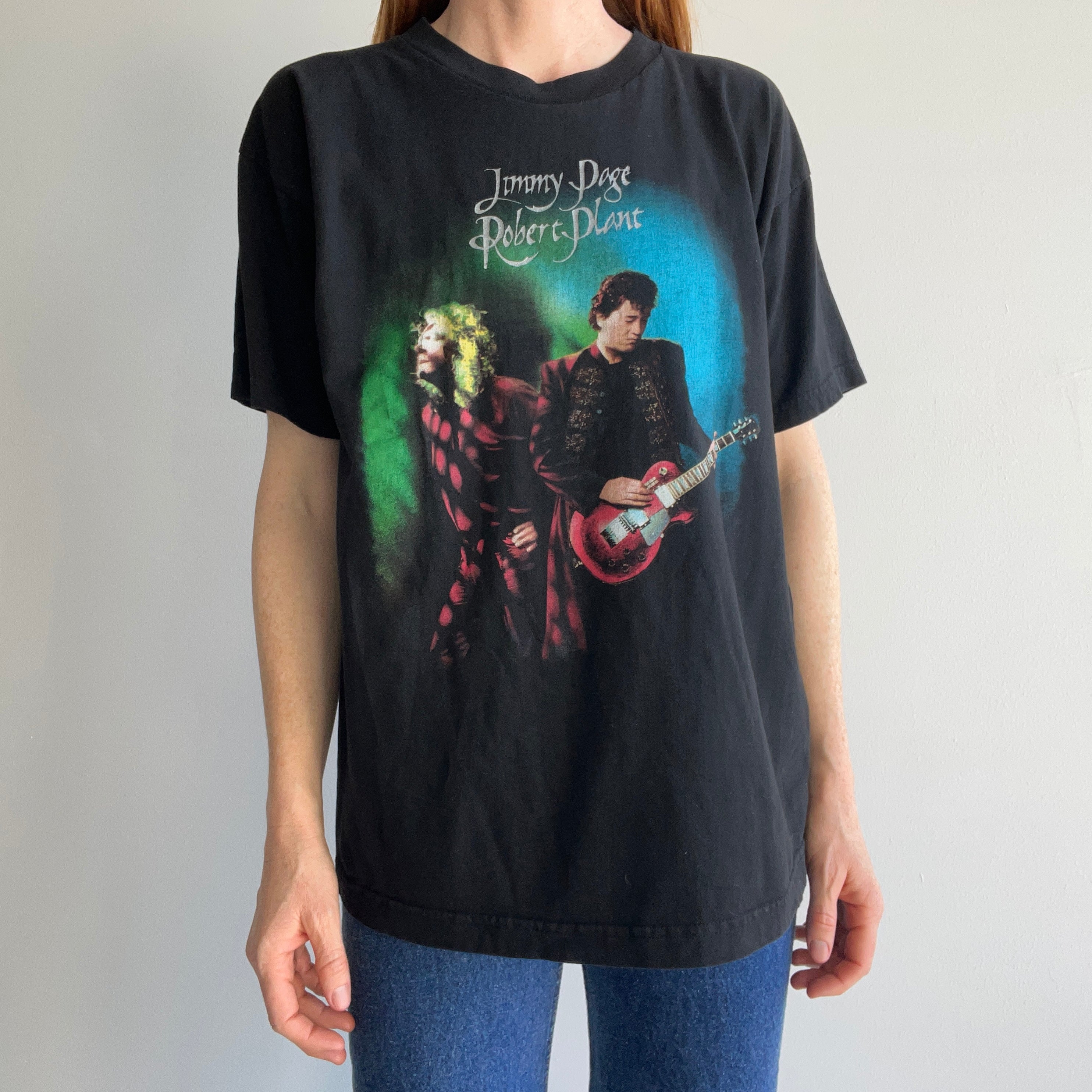 1998 Jimmy Page & Robert Plant of Led Zeppelin T-Shirt – Red
