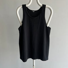 1980s Blank Black Cotton Tank Top