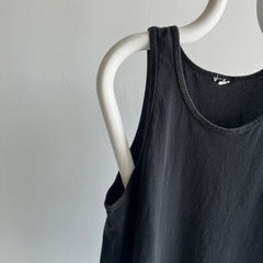 1980s Blank Black Cotton Tank Top