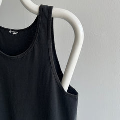 1980s Blank Black Cotton Tank Top