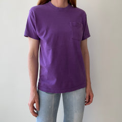 1980s Purple Pocket T-Shirt with the Single Most Wonderful Bleach Mark on the Backside