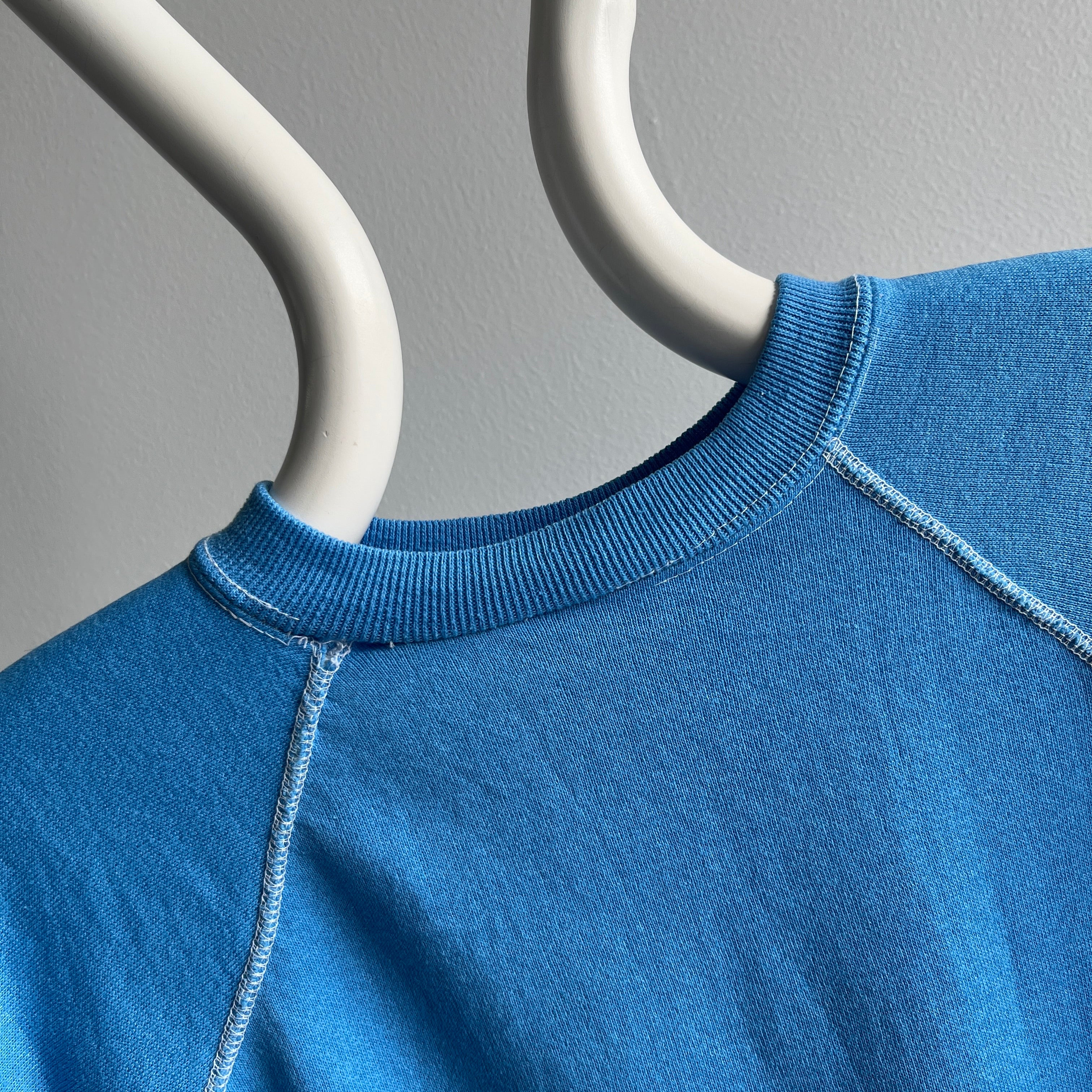 1970s Blank Big Sky Blue Raglan by Sportswear - Contrast Stitching