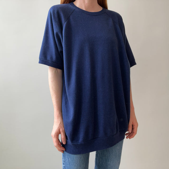 1980s Super DUPER Soft and Luxurious Longer Blank Navy Warm Up