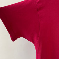1980s Blank Burgundy Pocket T Shirt