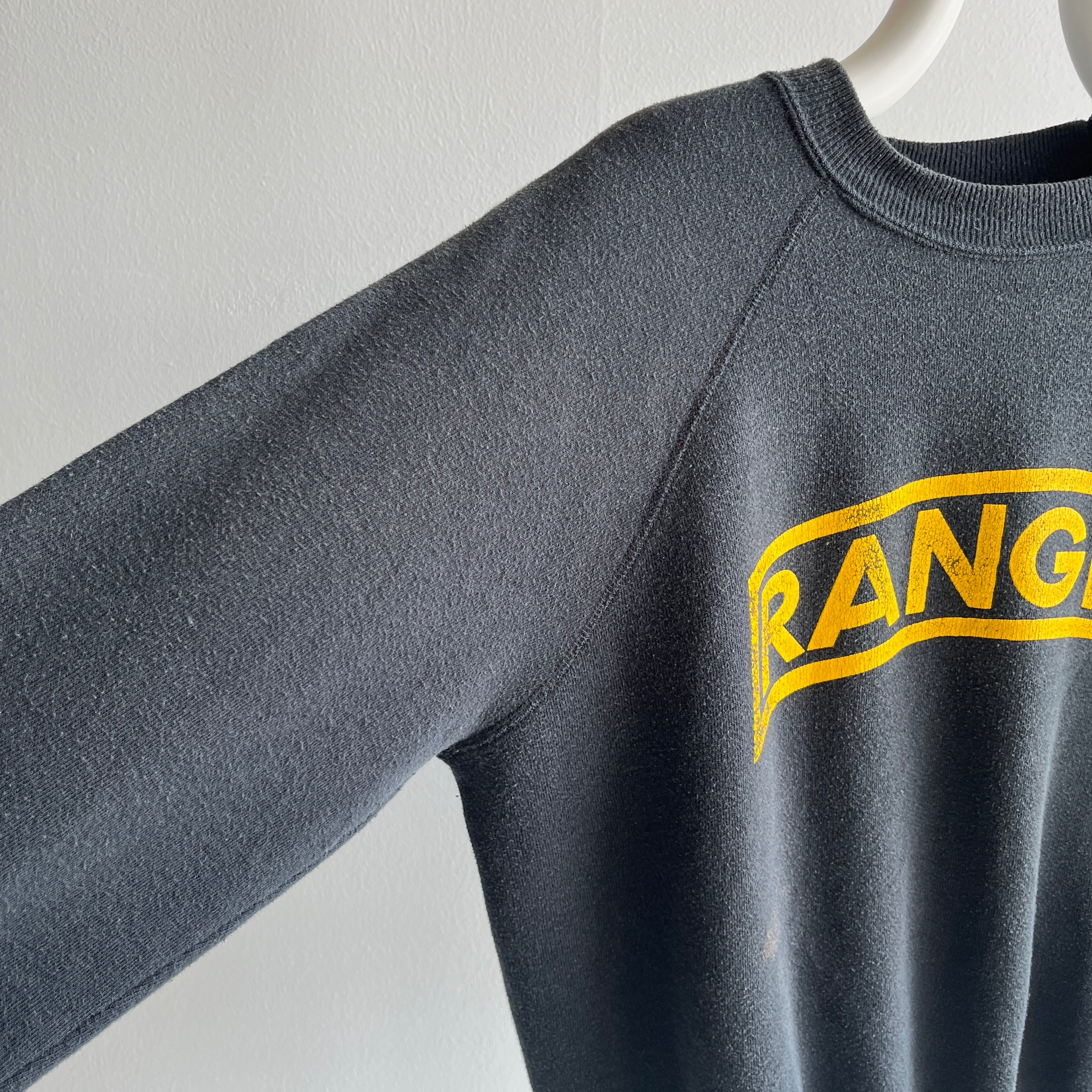 1980s Ranger Sweatshirt with EPIC Sun Fading on the Backside