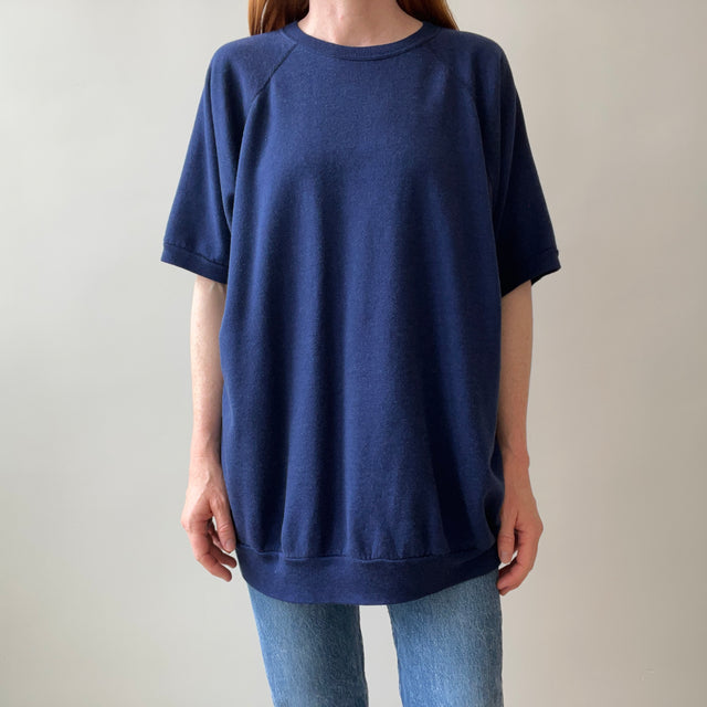 1980s Super DUPER Soft and Luxurious Longer Blank Navy Warm Up