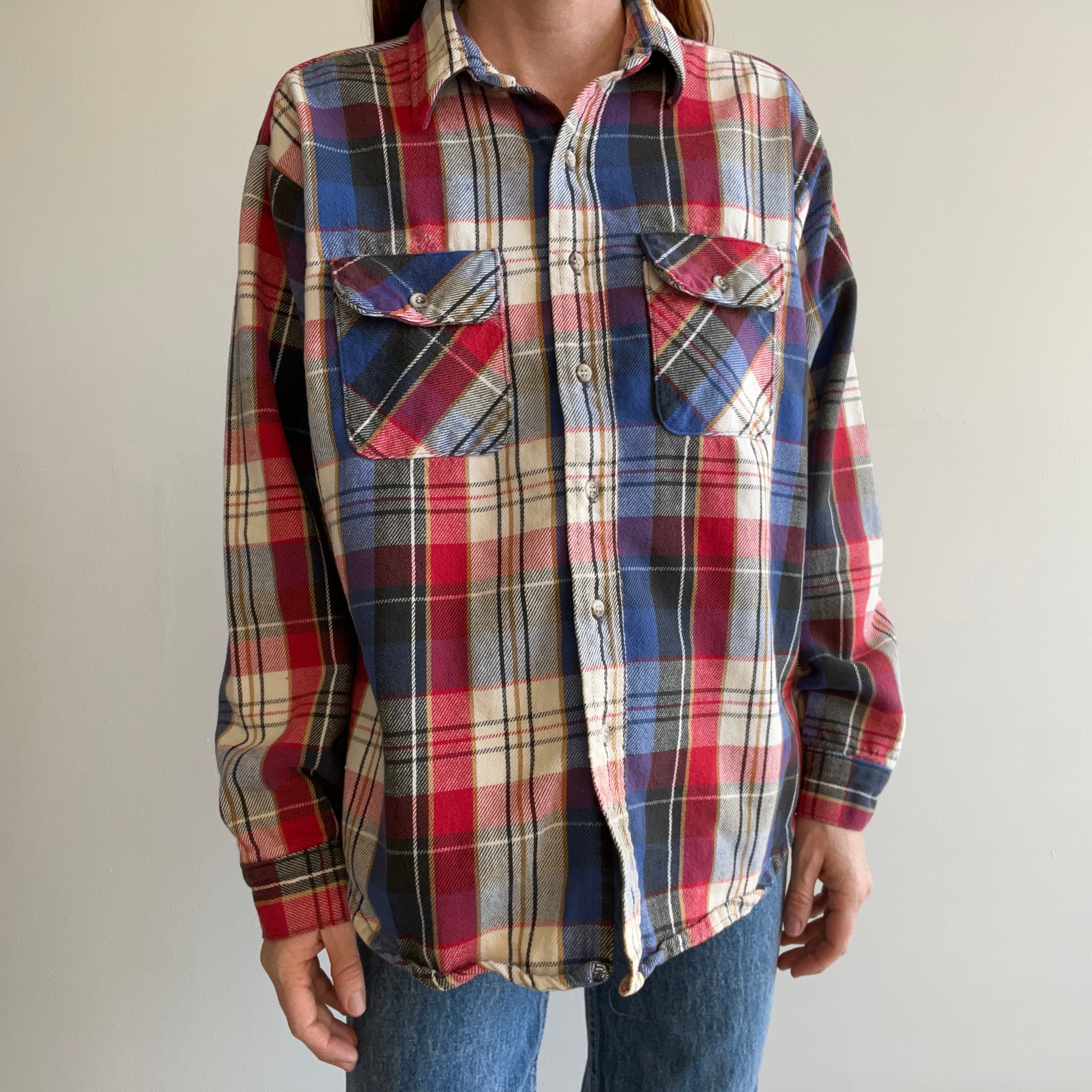 1990s Five Brothers Cotton Flannel - Great Plaid