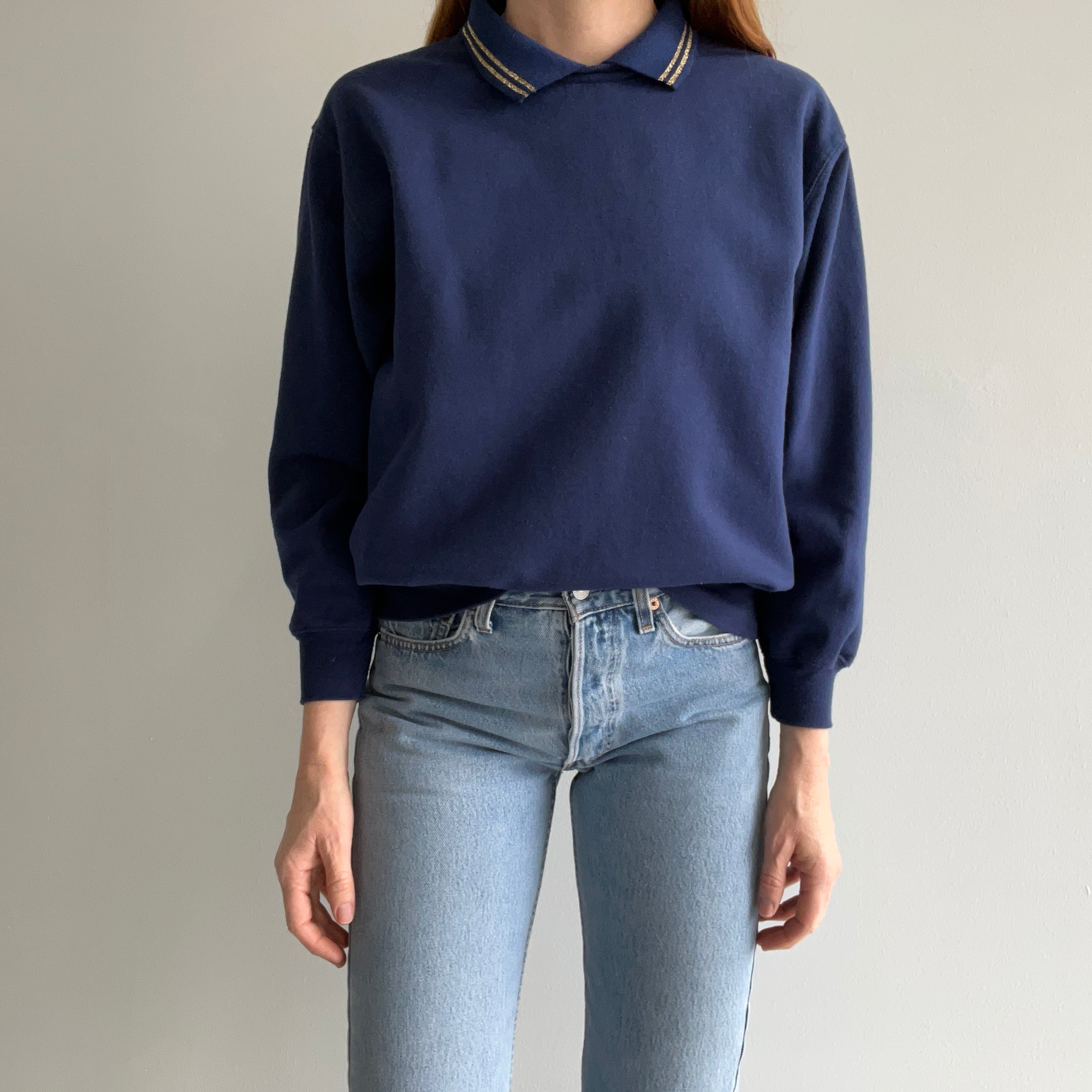 1980s Collared Sweatshirt For Extra Flair
