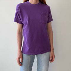 1980s Purple Pocket T-Shirt with the Single Most Wonderful Bleach Mark on the Backside