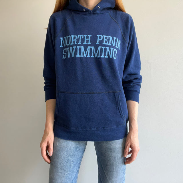 1970s North Penn Swimming "NP" Lettered on the Back - Pull Over Hoodie