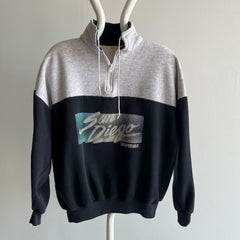 1980/90s San Diego 1/4 Zip Mock Neck Color Block Sweatshirt