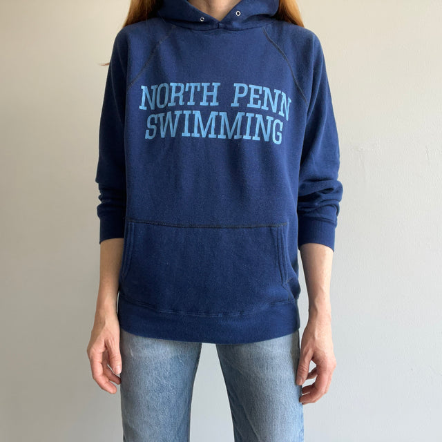 1970s North Penn Swimming "NP" Lettered on the Back - Pull Over Hoodie