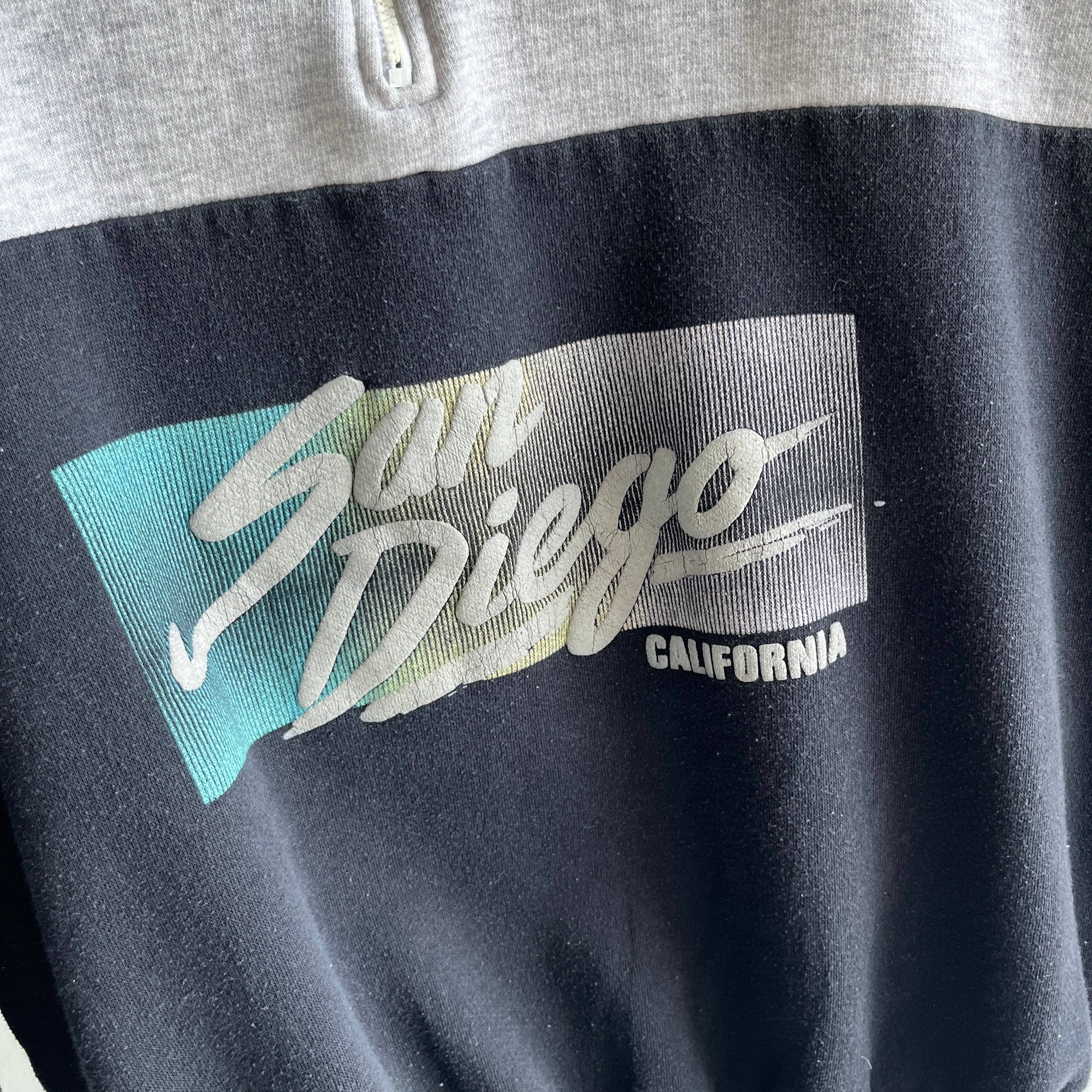 1980/90s San Diego 1/4 Zip Mock Neck Color Block Sweatshirt