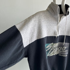 1980/90s San Diego 1/4 Zip Mock Neck Color Block Sweatshirt