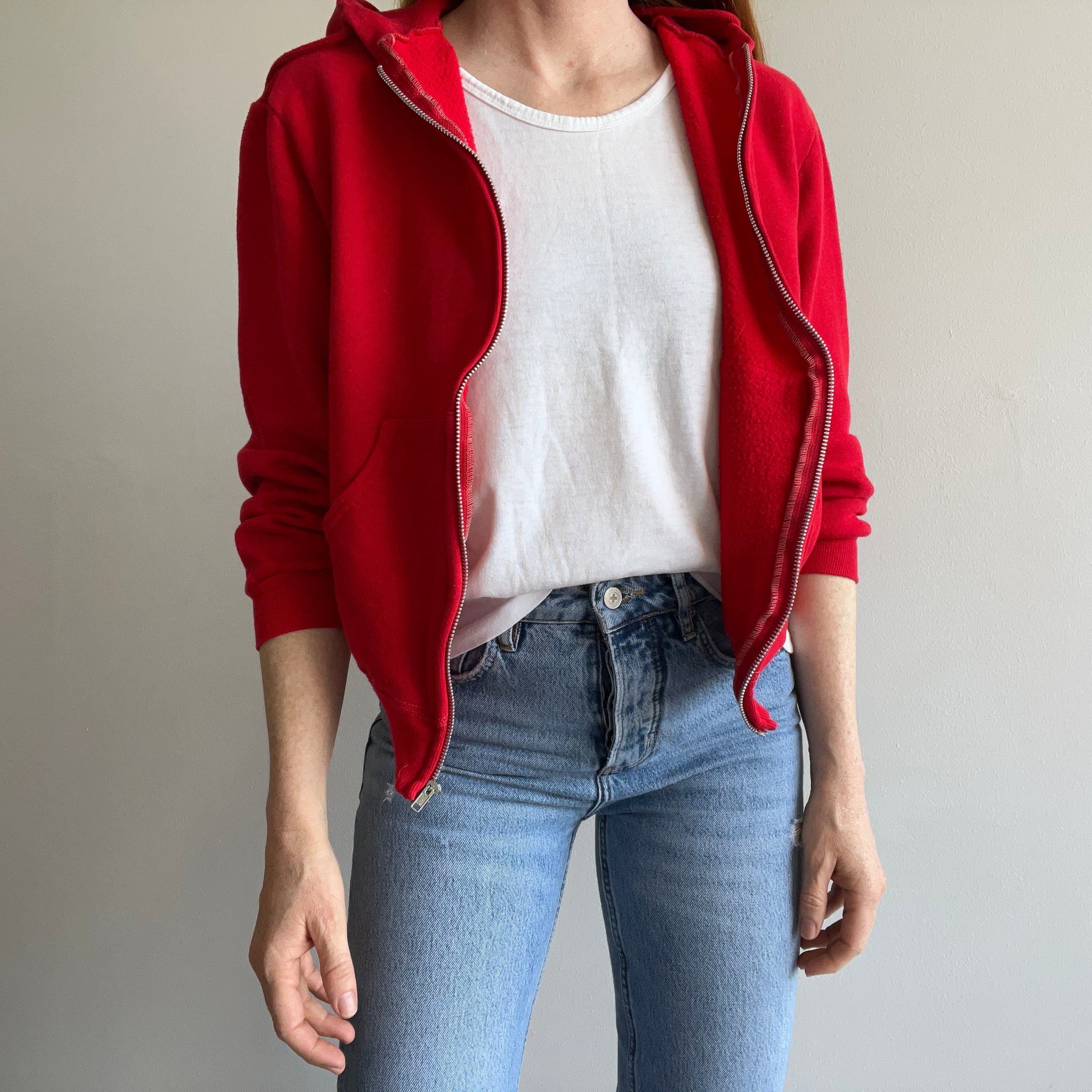 1980s Sweet Little Red Zip Up Hoodie