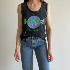 1980s Hard Rock Orlando Faded Cotton Tank Top With Paint Staining