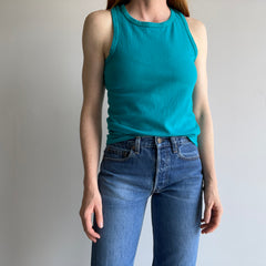 1970/80s Turquoise Cotton Racer Back Tank Top - !!!!!