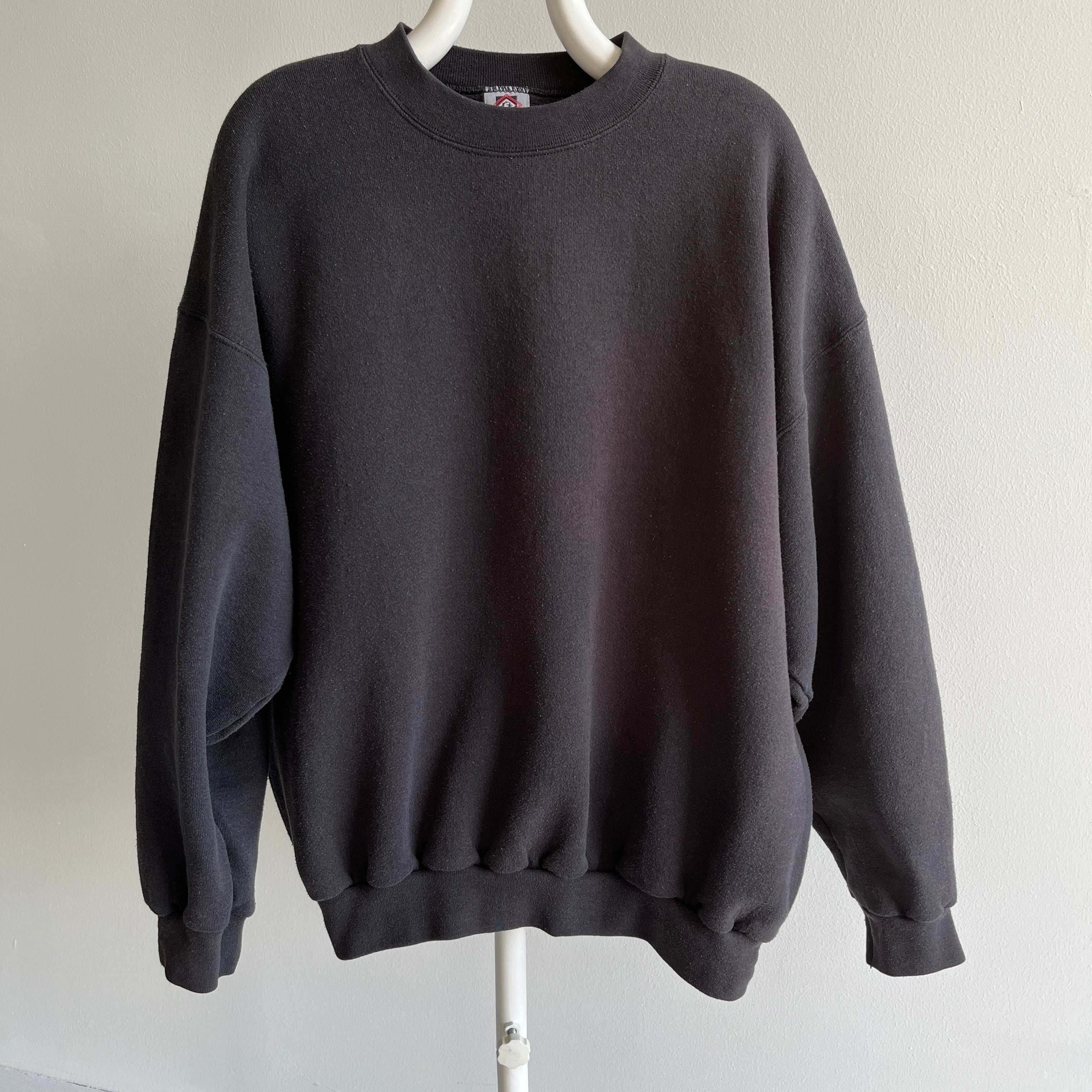 1990s Faded Blank Black Sweatshirt