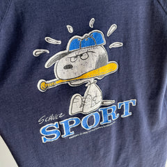 1970s Snoopy Sports Tattered and Torn Baseball Short-sleeve T-Shirt