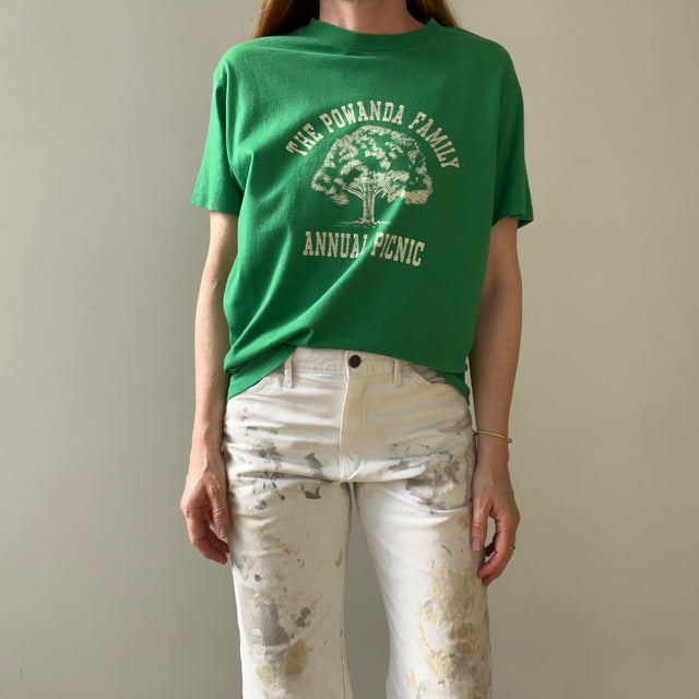 1980s The Powanda Family Picnic Green T Shirt