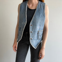 1970s Levi's Shearling Lined Orange Tab Denim Jean Vest