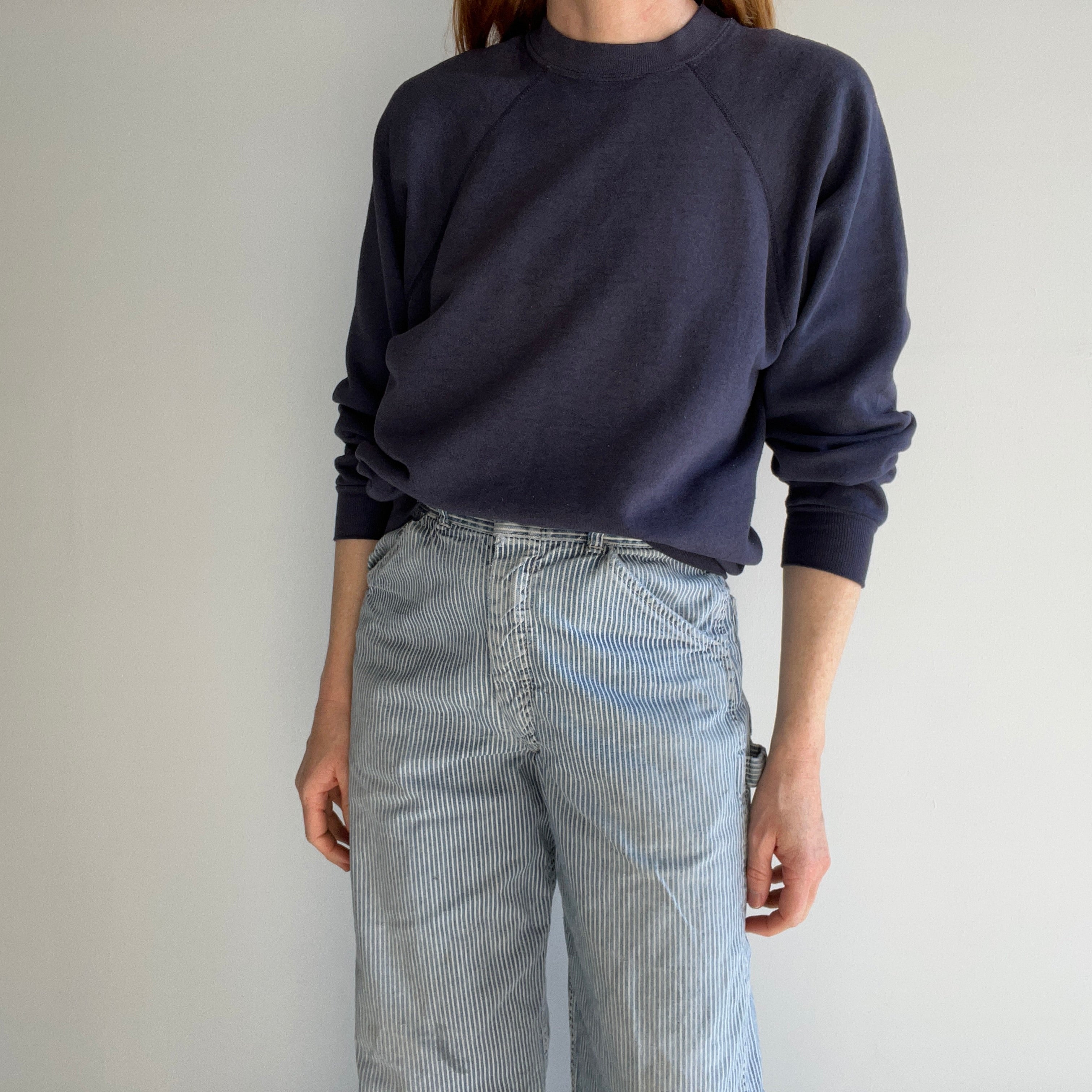 1990s Thinned Out Sun Faded Disheveled Mess (Used To Be) Navy Sweatshirt