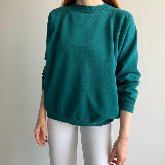 1990s Hanes Her Way Dark Teal Blank Swatshirt