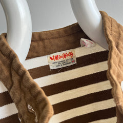 1960s Short Sleeve Brown and White Henley Knit T-Shirt