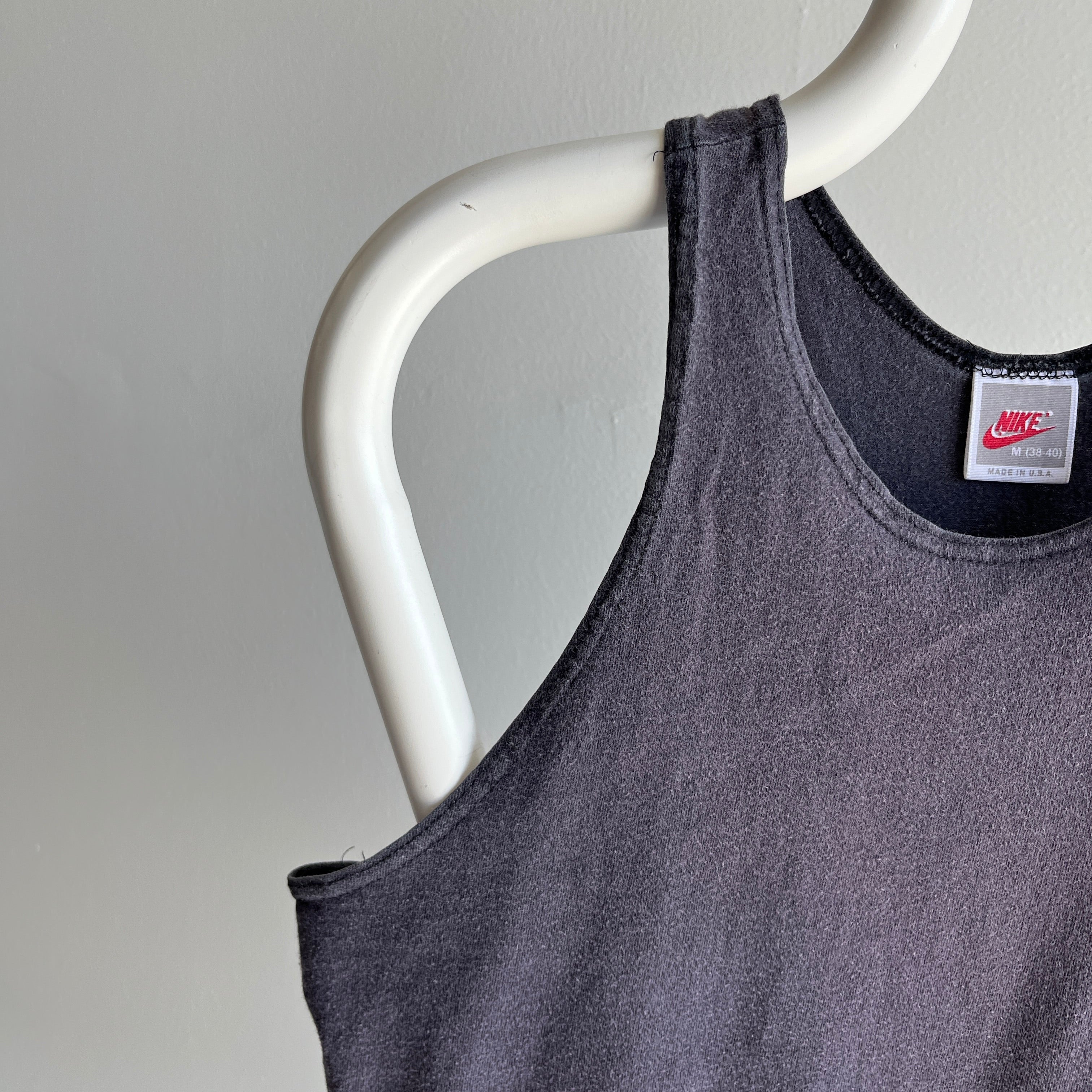 1980s USA Made Faded Black to Gray Nike Cotton Tank