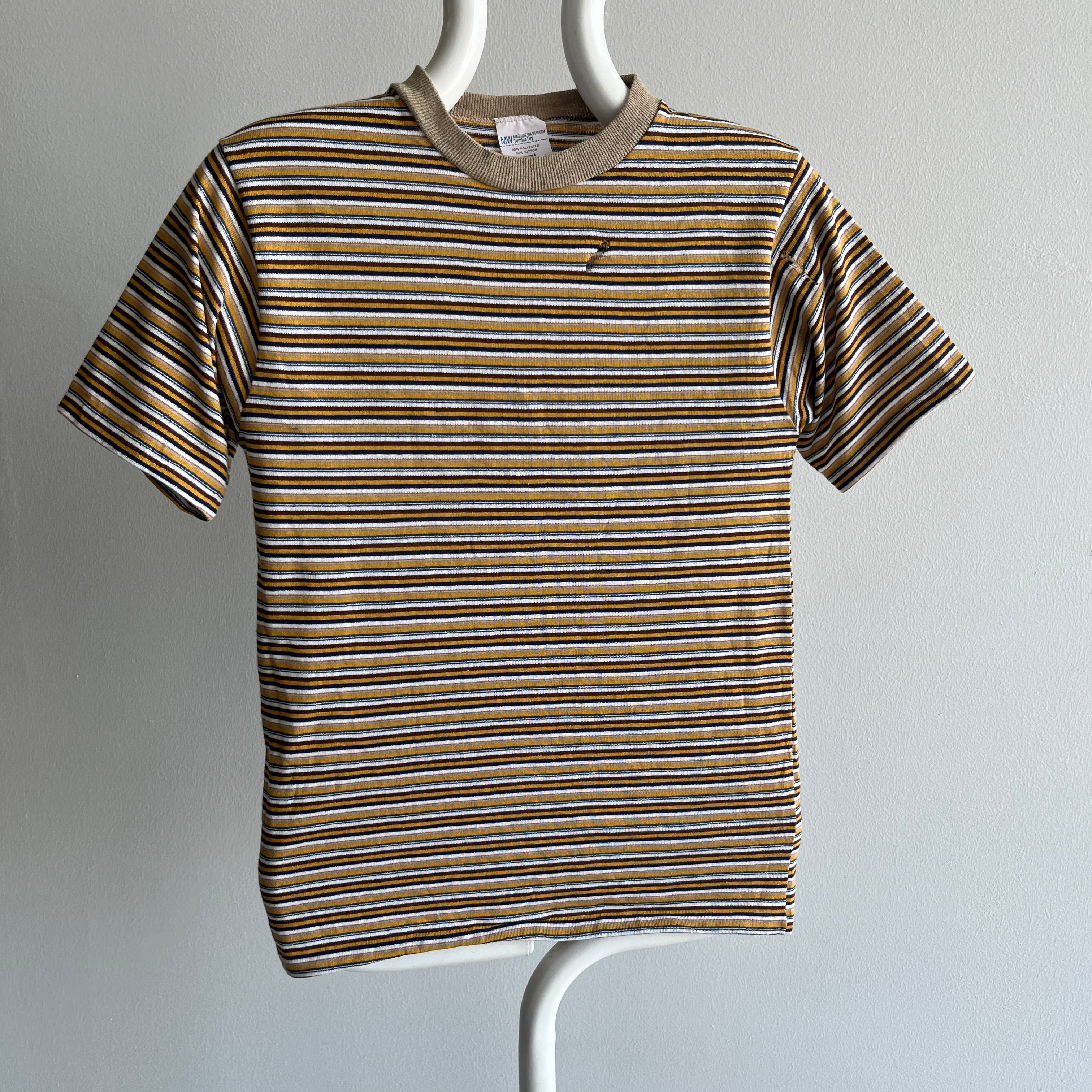 1970s Striped Neutrals Earth Tones Smaller T-Shirt