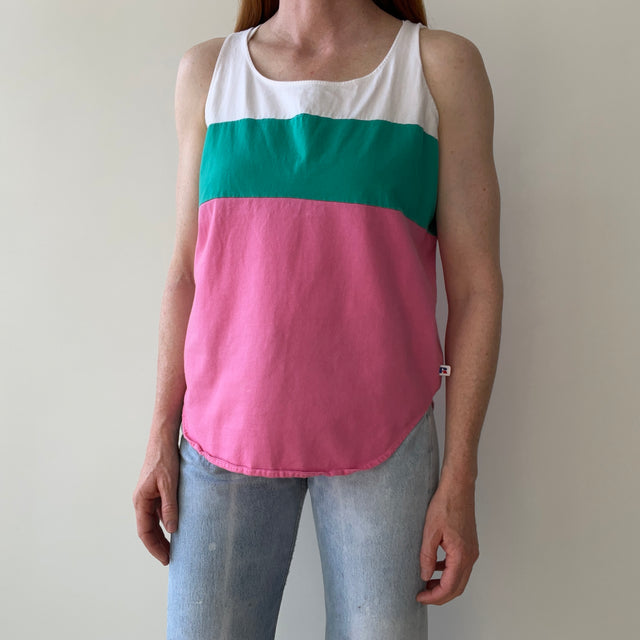 1980s Color Block Cotton Tank Top