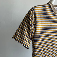 1970s Striped Neutrals Earth Tones Smaller T-Shirt