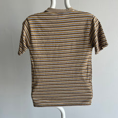 1970s Striped Neutrals Earth Tones Smaller T-Shirt