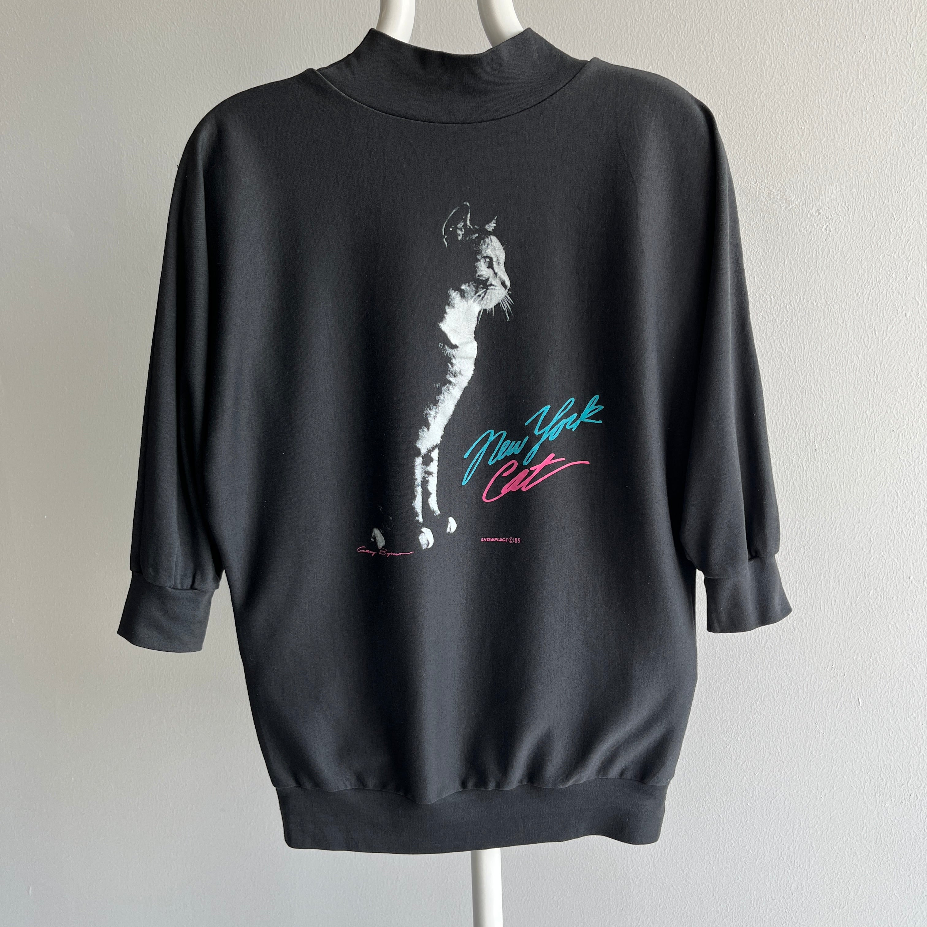 1989 New York Cat Dolman Sleeve Fitted Long Sleeve Shirt/Sweatshirt WOW