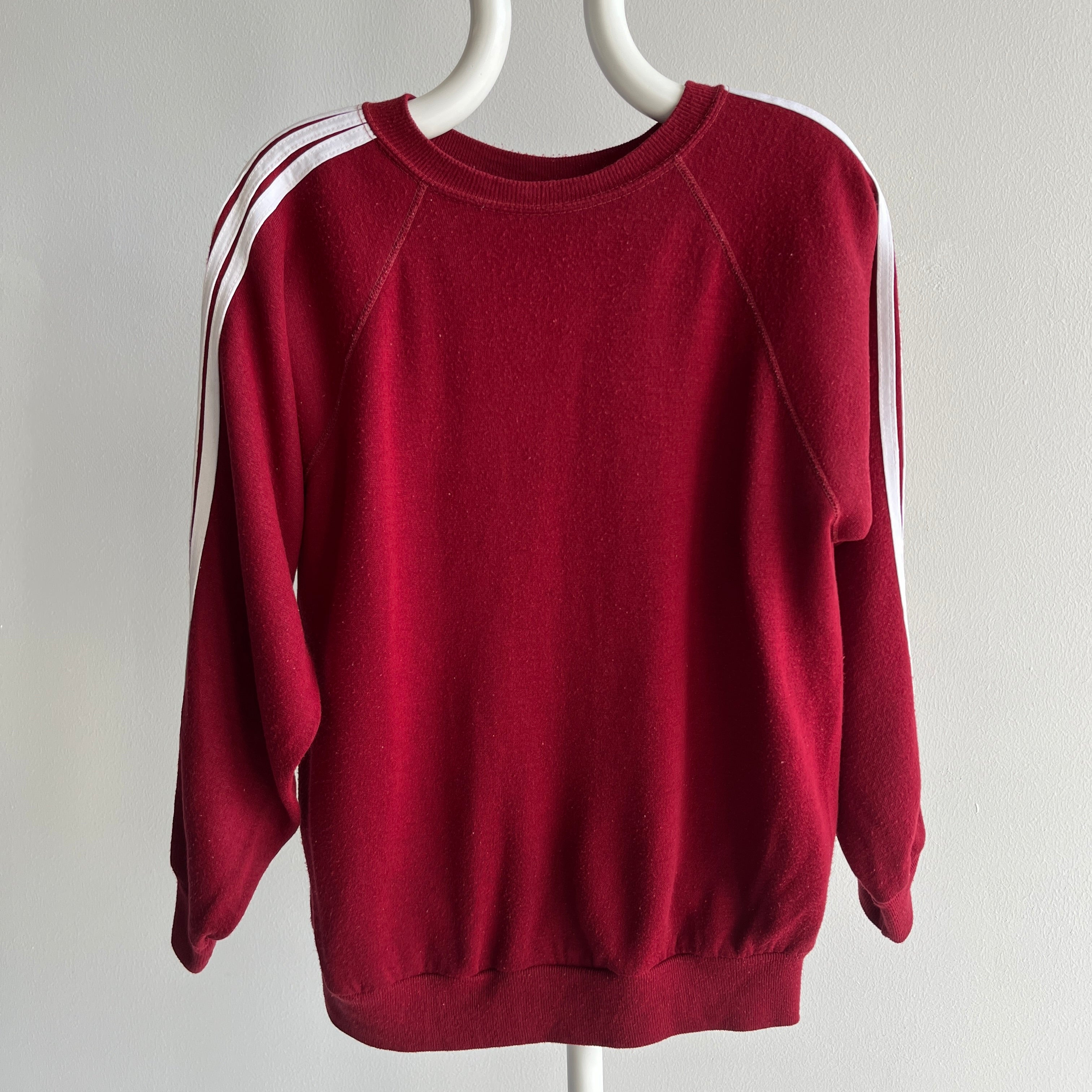 1970s Warm Up Brand Triple Stripe Super Slouchy Sweatshirt