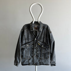 1980s Jordache XL Pocket Black Acid Wash Denim Jean Jacket