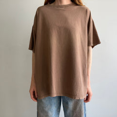 1990s Blank Macadamia Milk Latte Colored Slouchy T-Shirt